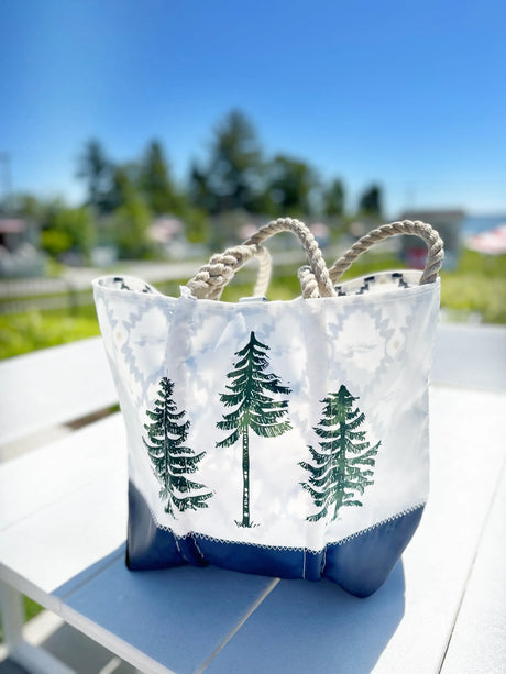 Three Pines: Loon Lined Sea Bags® Medium Tote with Clasp - The Woods Maine