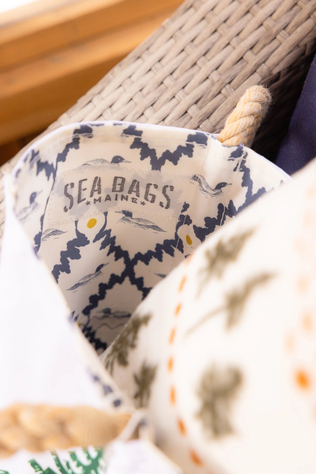 Three Pines: Loon Lined Sea Bags® Medium Tote with Clasp - The Woods Maine