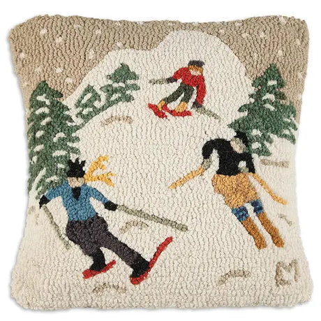 Three Skiers Pillow - Chandler 4 Corners - The Woods Maine