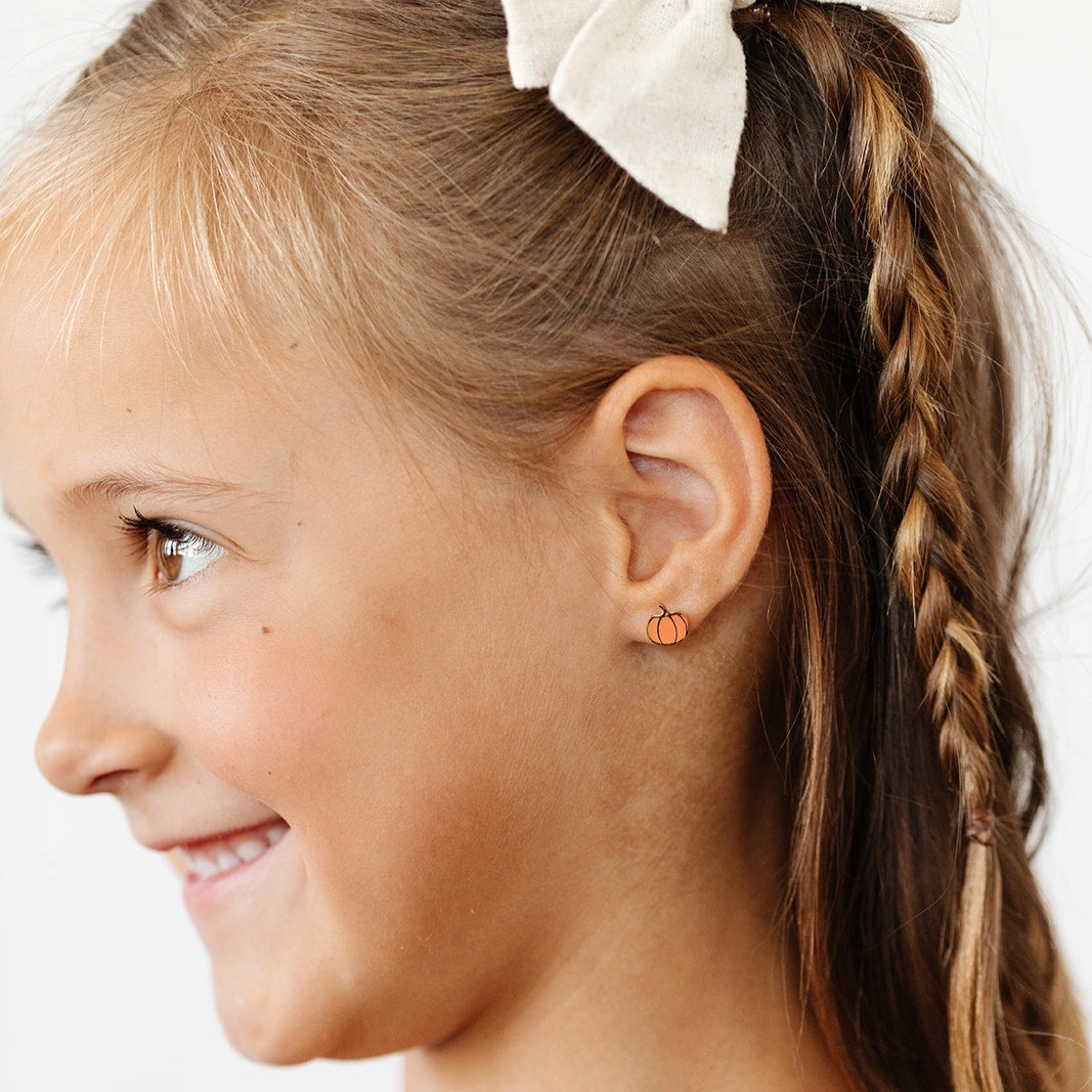 Pumpkin Gold Stud Earrings - Pip Pop Post