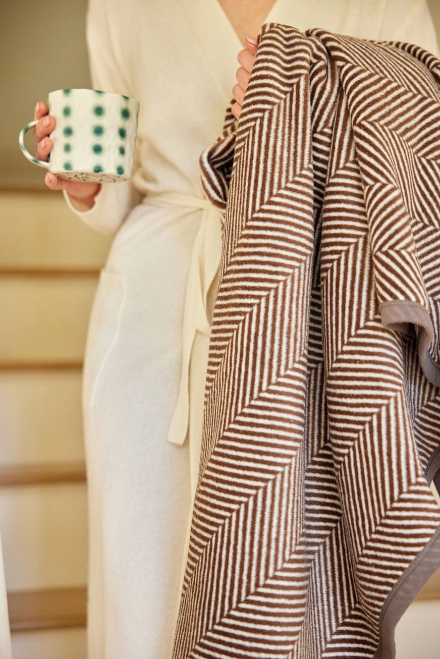 Harborview Herringbone Chocolate Original Blanket - ChappyWrap