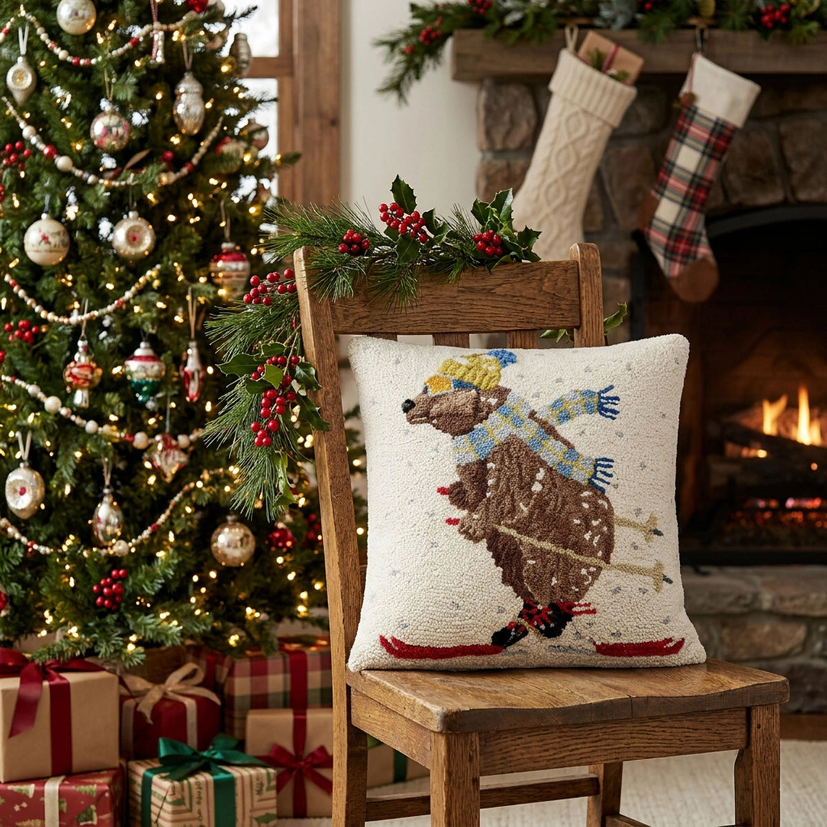 Ski Bear Hook Pillow - Peking Handicraft