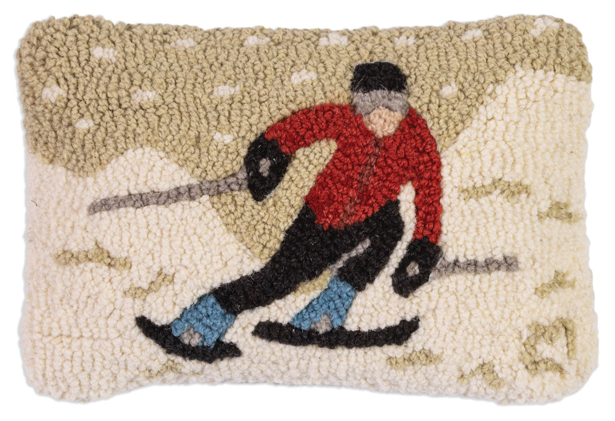 Ski Glider 8 x 12 Hand-Hooked Wool Pillow - Chandler 4 Corners