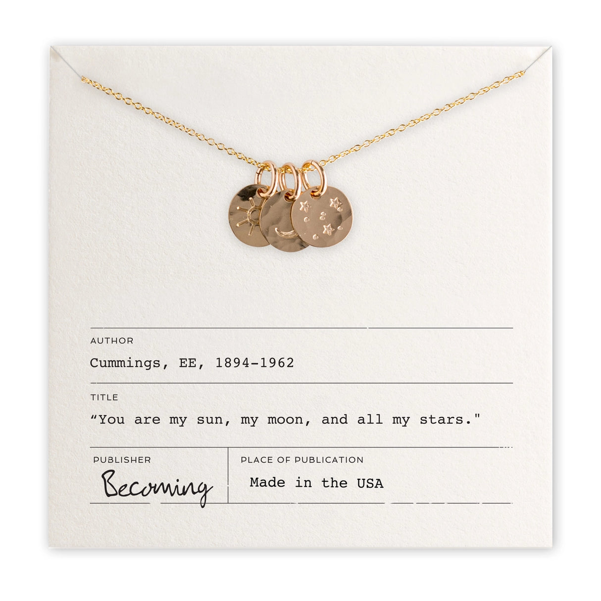 Sun Moon and Stars Gold Necklace - Becoming Jewelry