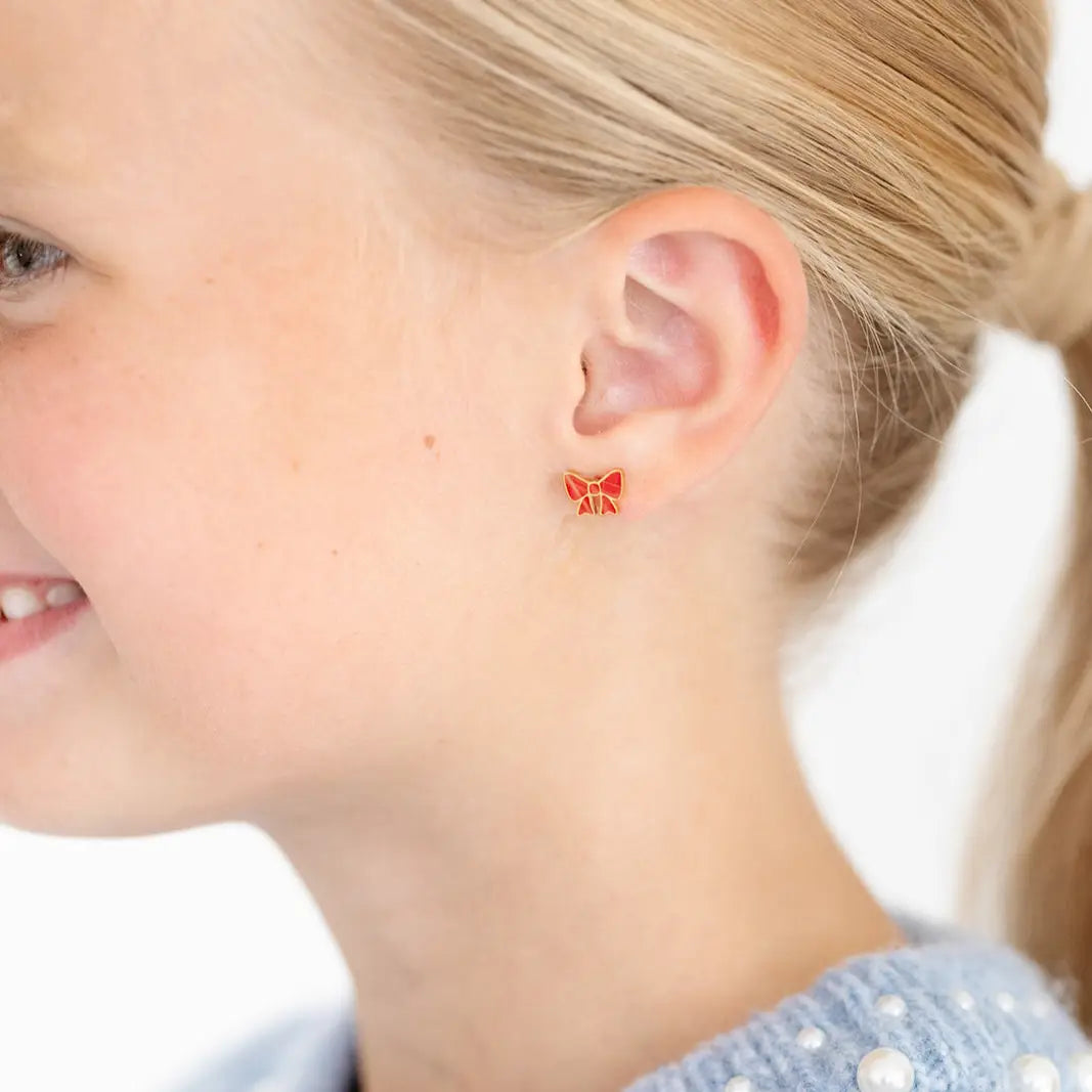 Red Bow Stud Earrings - Pip Pop Post