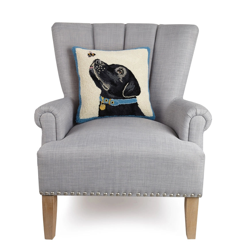 Black Labrador Dog with Bee Hook Pillow - Peking Handicraft