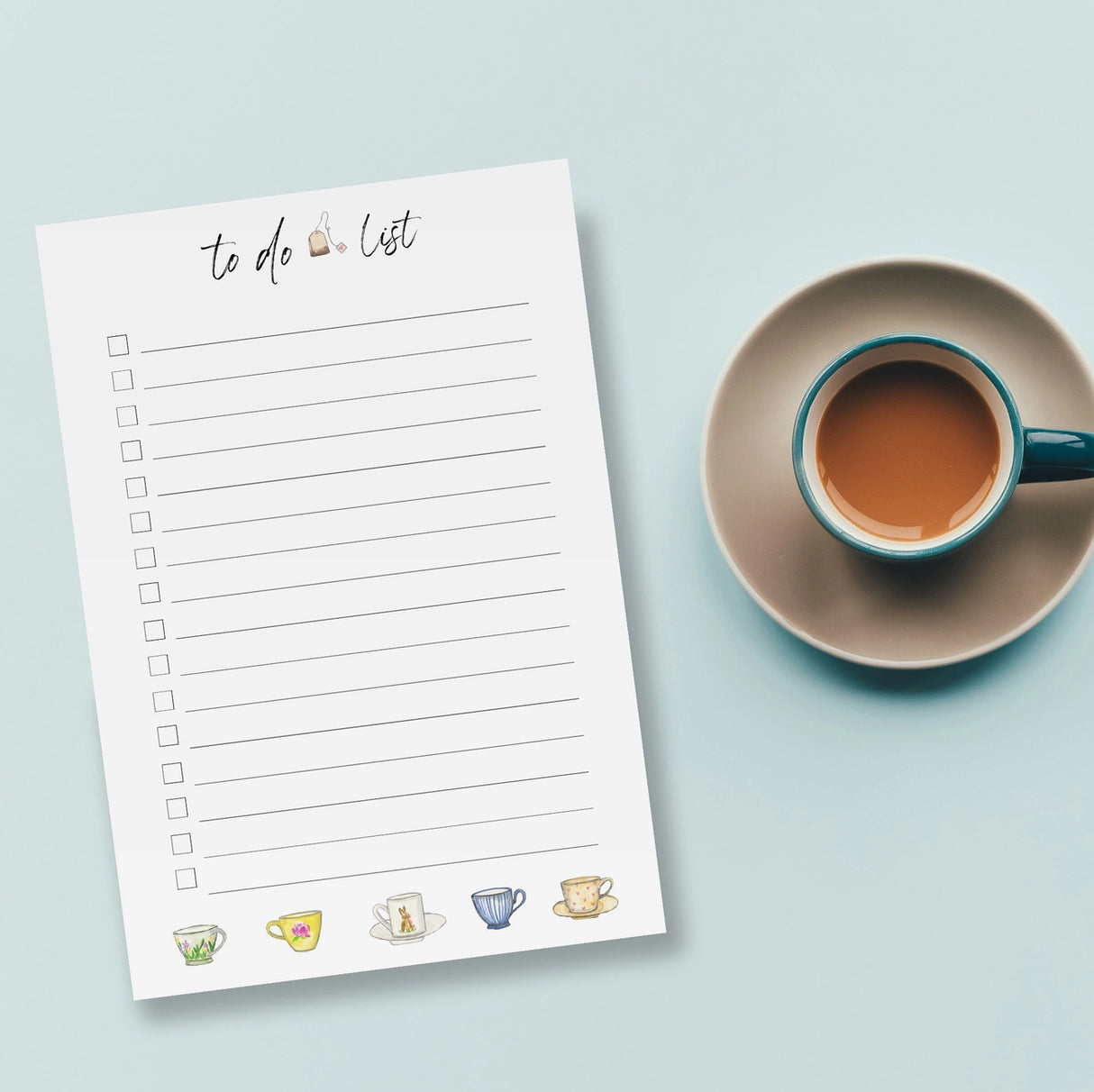 Tea Cups To-Do List Notepad - Emmy + Olly