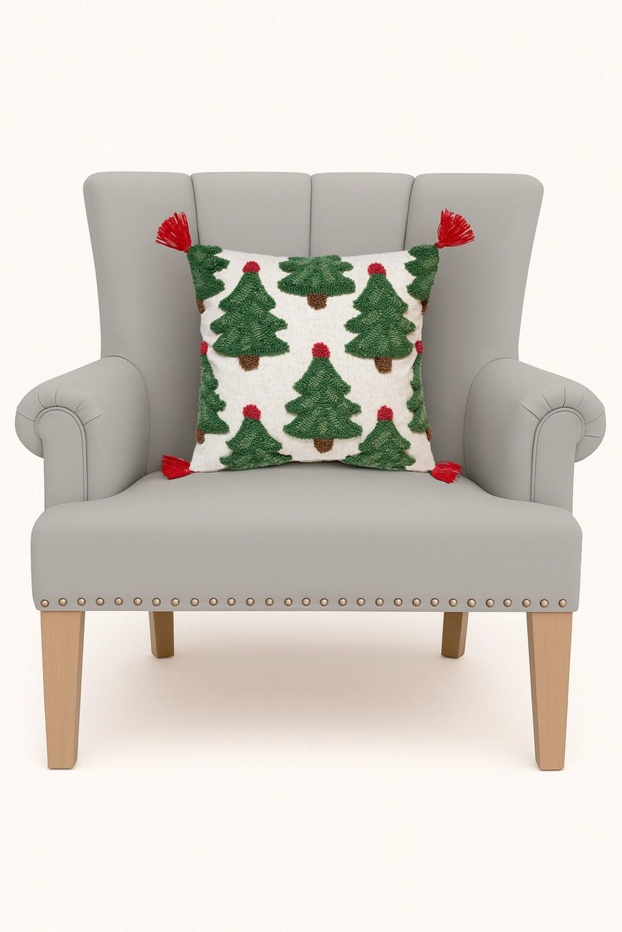 Tassle Trees Tufted Hook Pillow - Peking Handicraft
