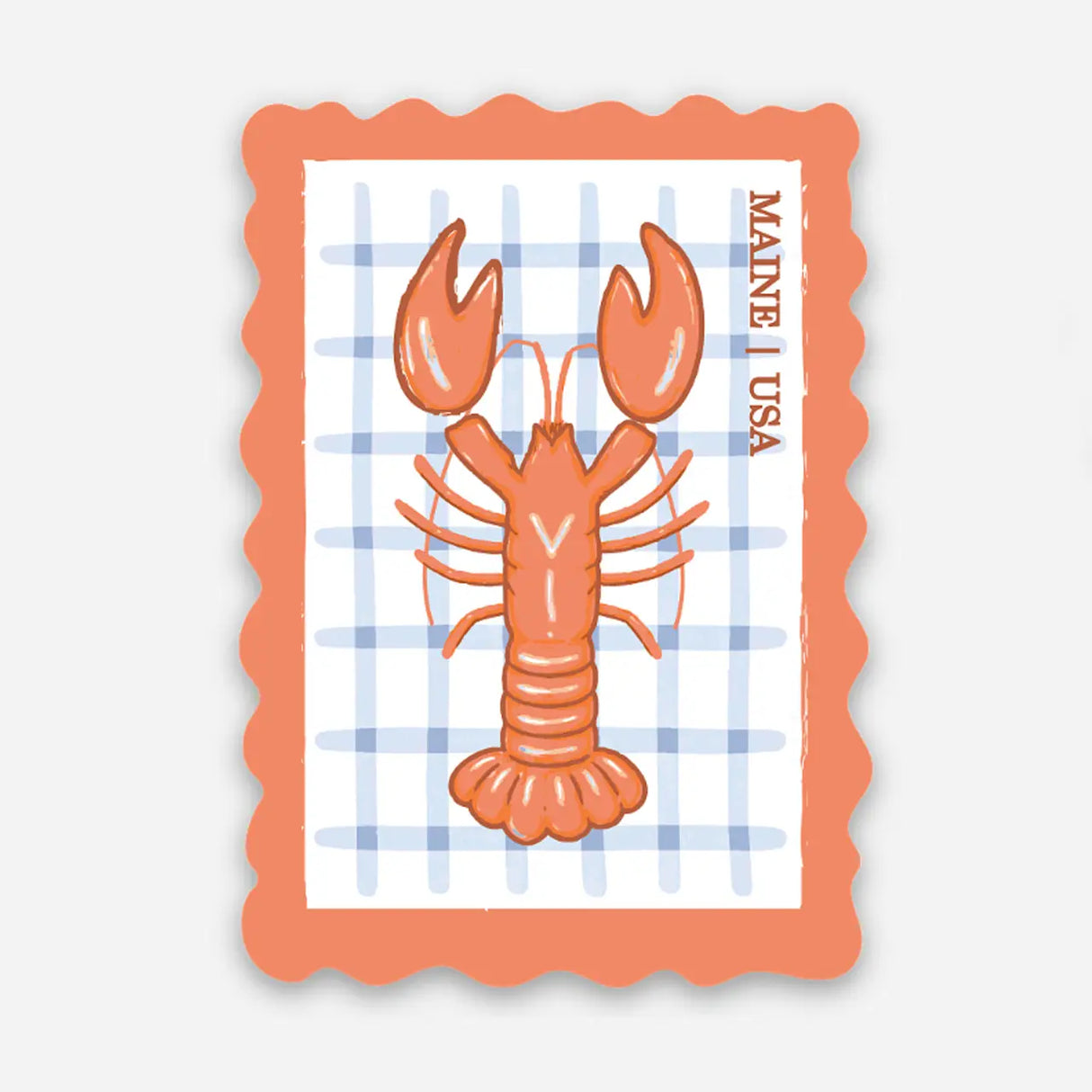 Lobster Postage Stamp Sticker - Reclaimed Maine