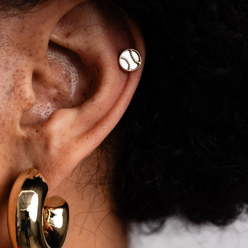 14k Gold-Plated Brass Baseball Studs - Larissa Loden
