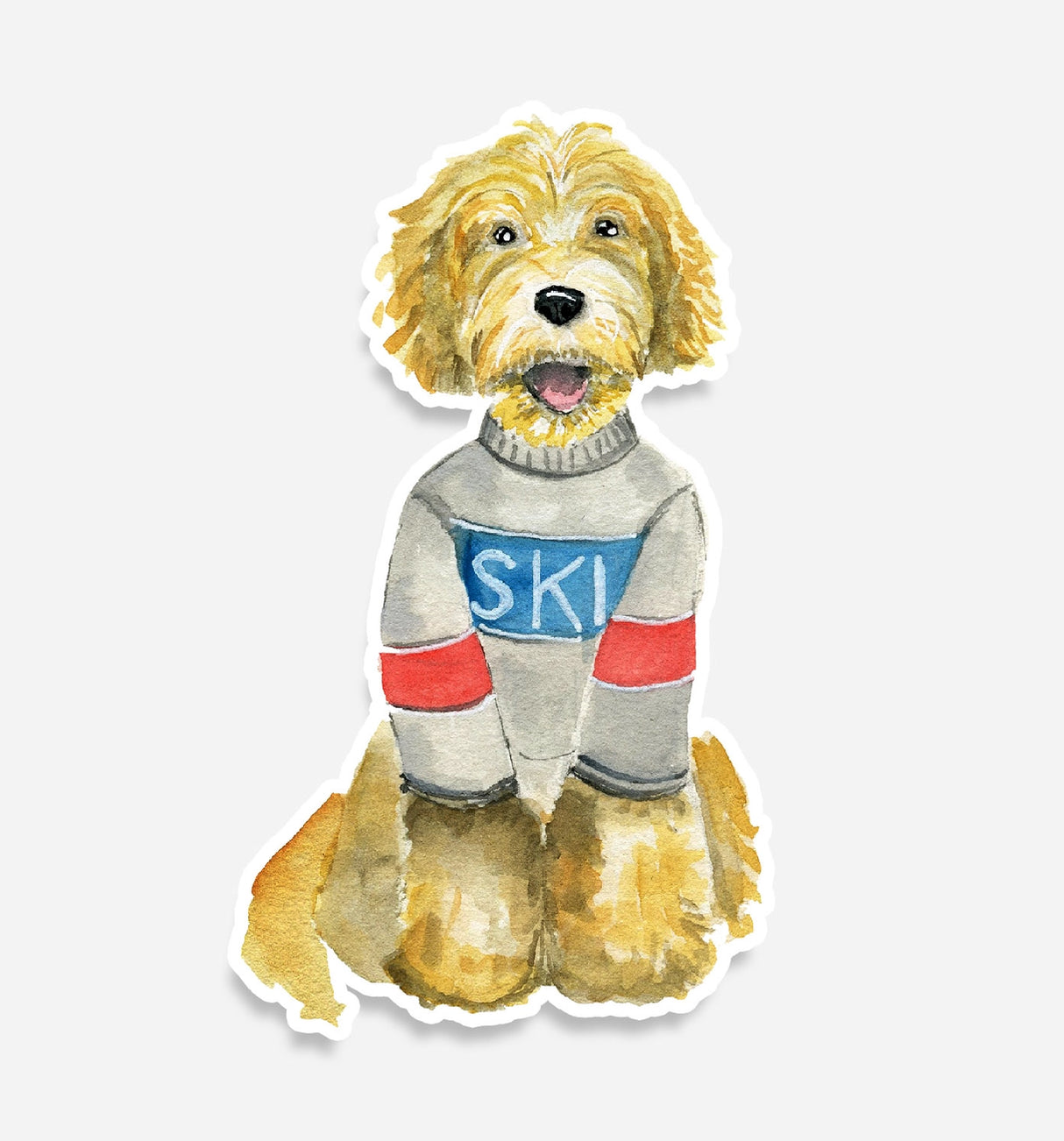 Golden Doodle Alpine Ski Dog Sticker - Emmy + Olly