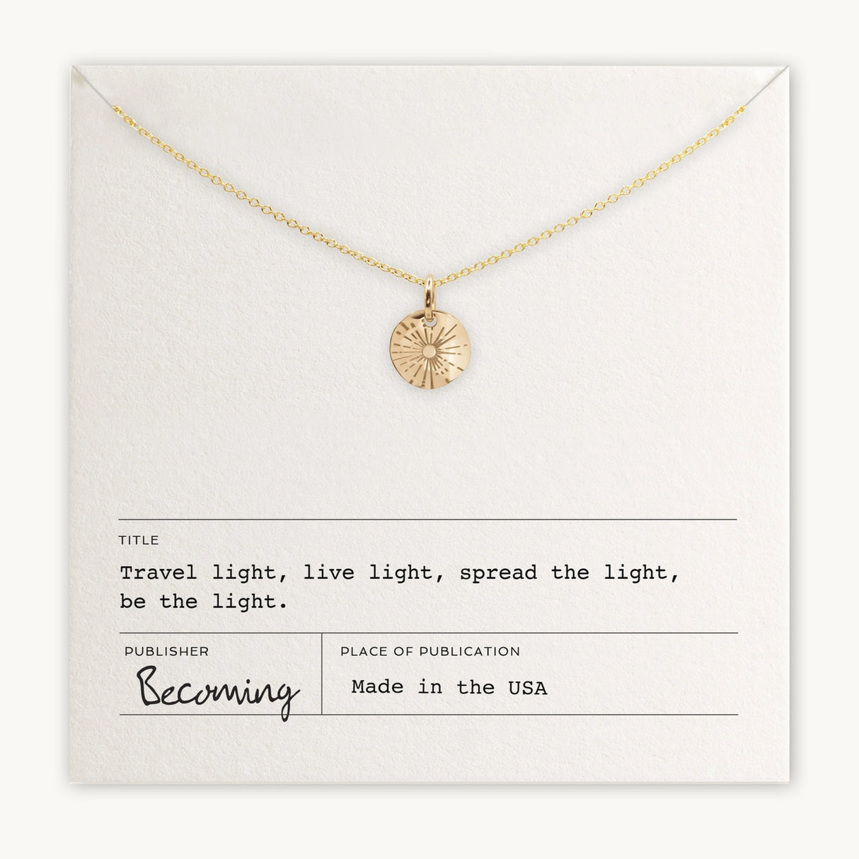 Be the Light Gold Necklace - Becoming Jewelry
