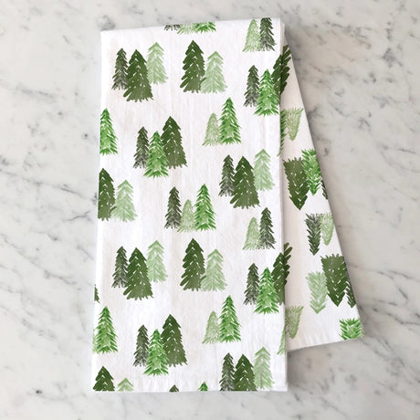 Watercolor Maine Forest Trees Kitchen Tea Towel - Gert & Co - The Woods Maine