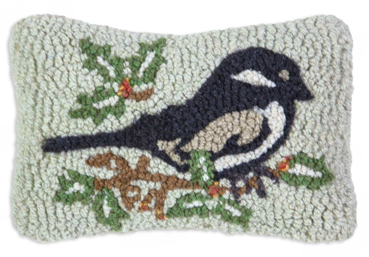 Chickadee 8 x 12 Hand-Hooked Wool Pillow - Chandler 4 Corners