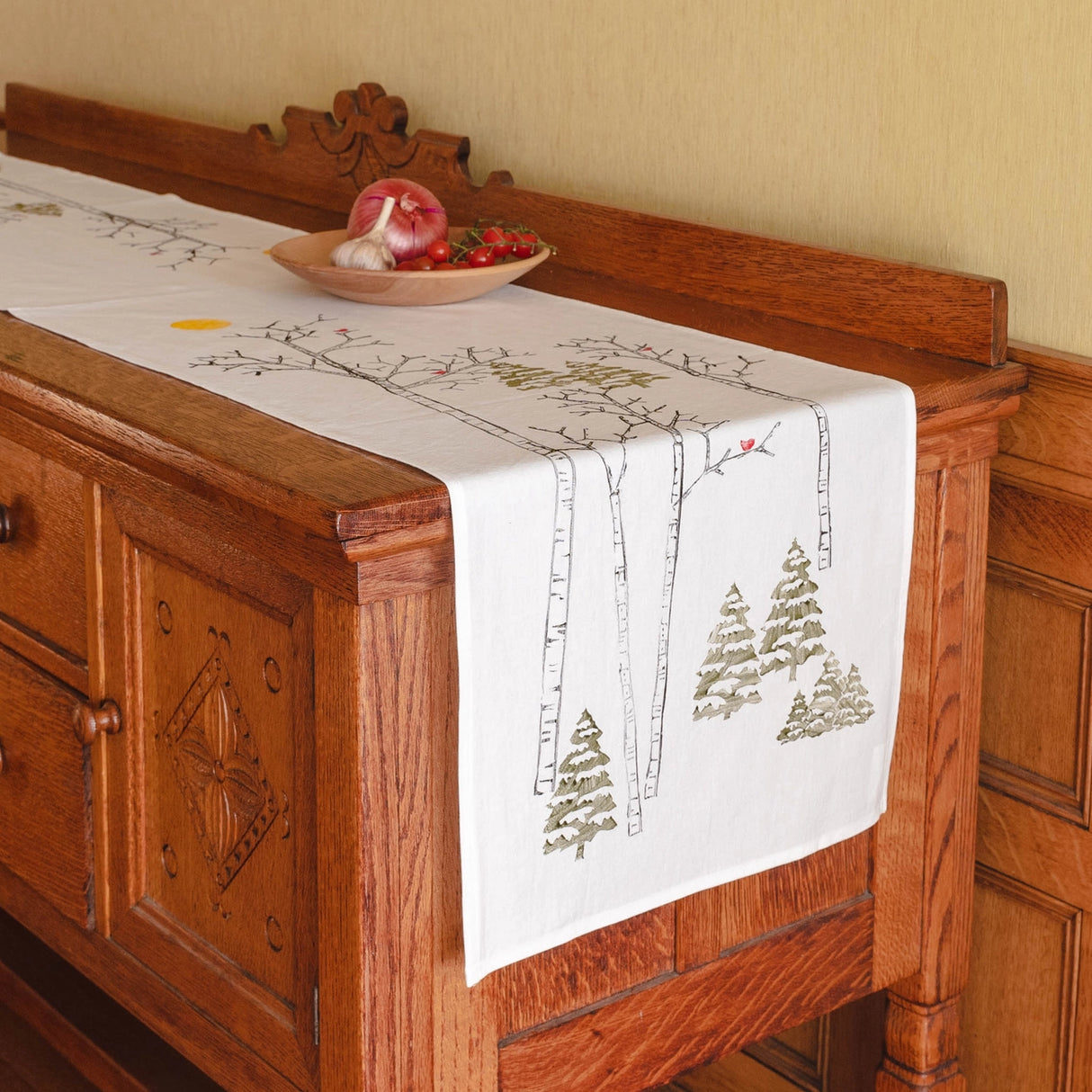 Maine Snowscape Cotton Table Runner - Pretty Flours | MADE IN MAINE