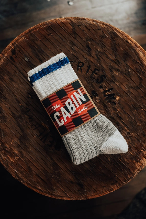 The Upcycled Wool Blue Stripe Cabin Sock - Upstate Stock | MADE IN THE USA