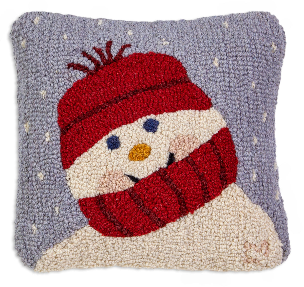 Sweet Little Snowman 14 x 14 Hand-Hooked Wool Pillow - Chandler 4 Corners
