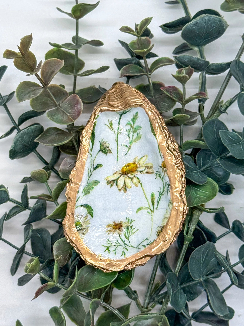 Daisies Oyster Trinket Dish - Alison Brooke Designs | Handmade in Maine