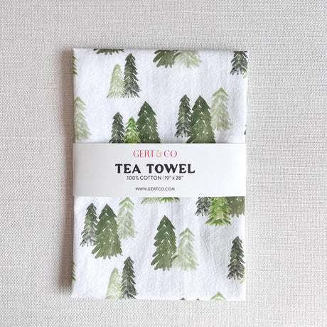 Watercolor Maine Forest Trees Kitchen Tea Towel - Gert & Co - The Woods Maine