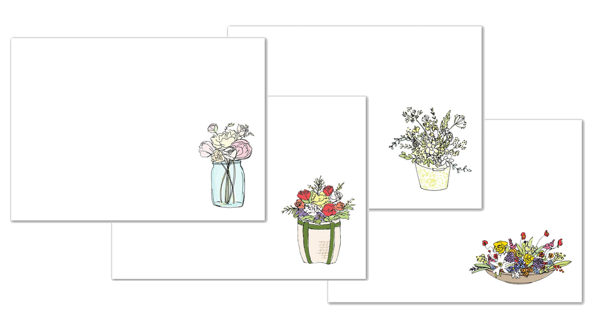 Flower Bouquets Stationery (Box Set of 12) - mollyOcards
