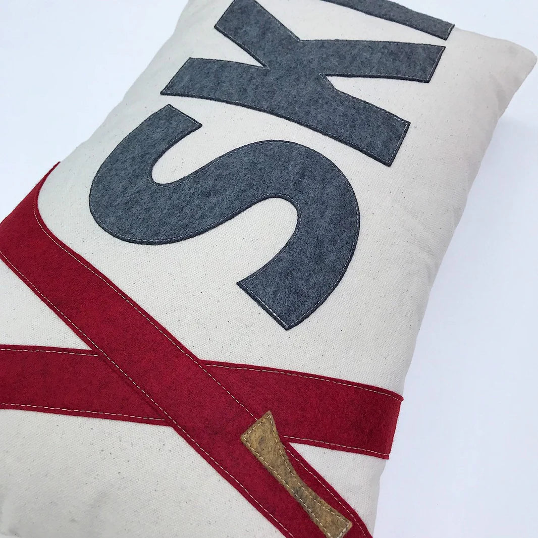 Red Skis 14" x 21" Pillow - The Salty Cottage | MADE IN THE USA