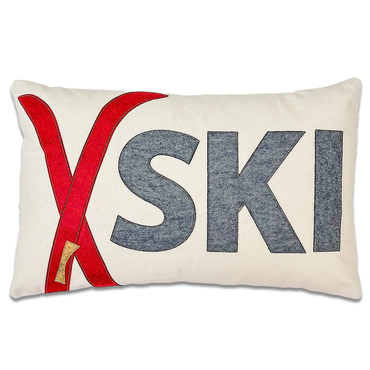 Red Skis 14" x 21" Pillow - The Salty Cottage | MADE IN THE USA