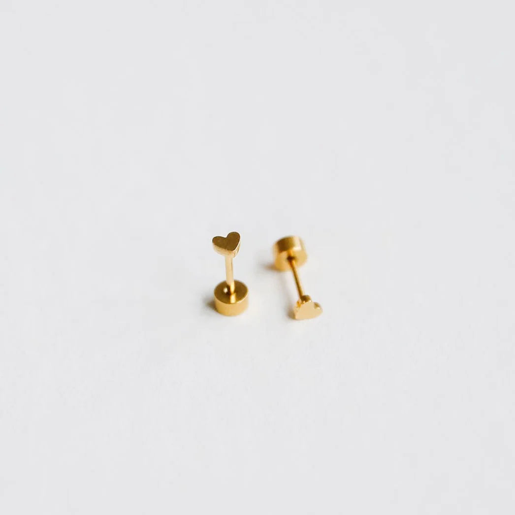 Mini Gold Heart Stud Earrings - Pip Pop Post