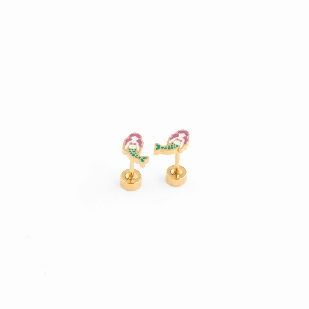 Mermaid Stud Gold Earrings - Pip Pop Post