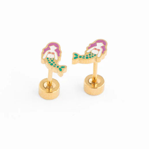 Mermaid Stud Gold Earrings - Pip Pop Post
