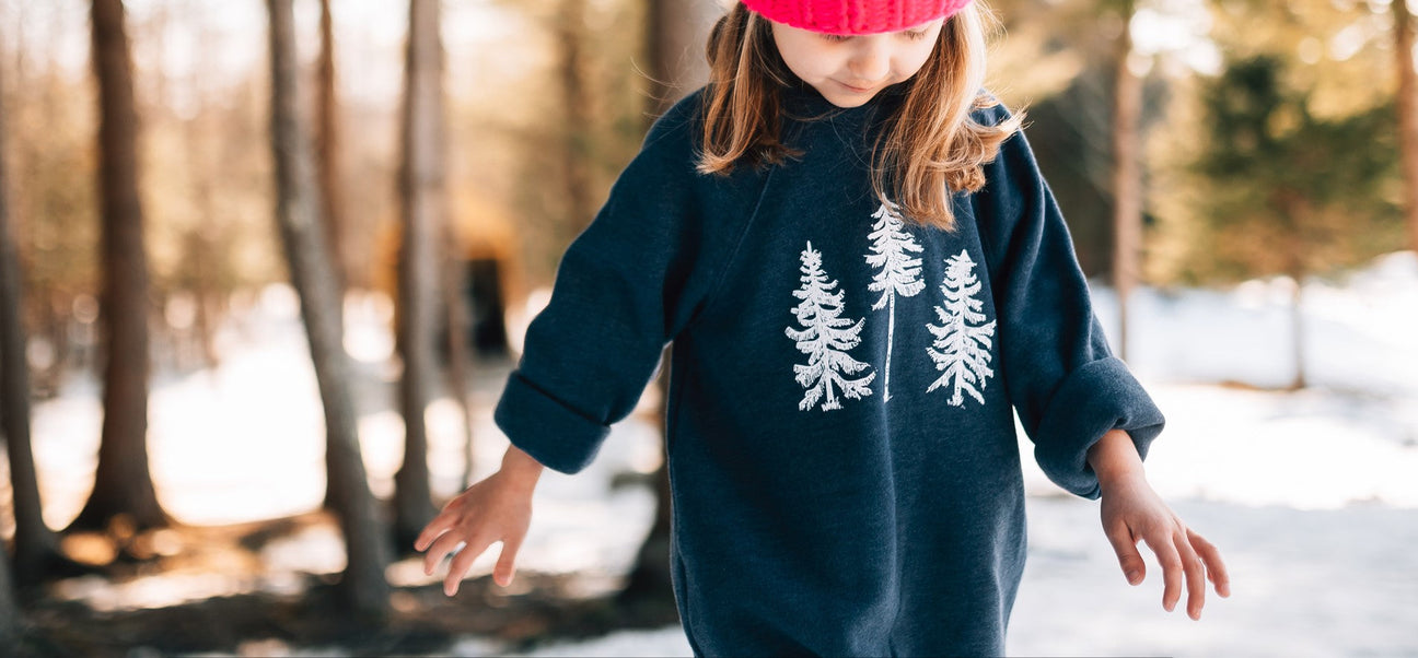 The Woods Maine Three Pines Youth Crewneck Sweatshirt Designed in Maine the softest sweatshirt ever
