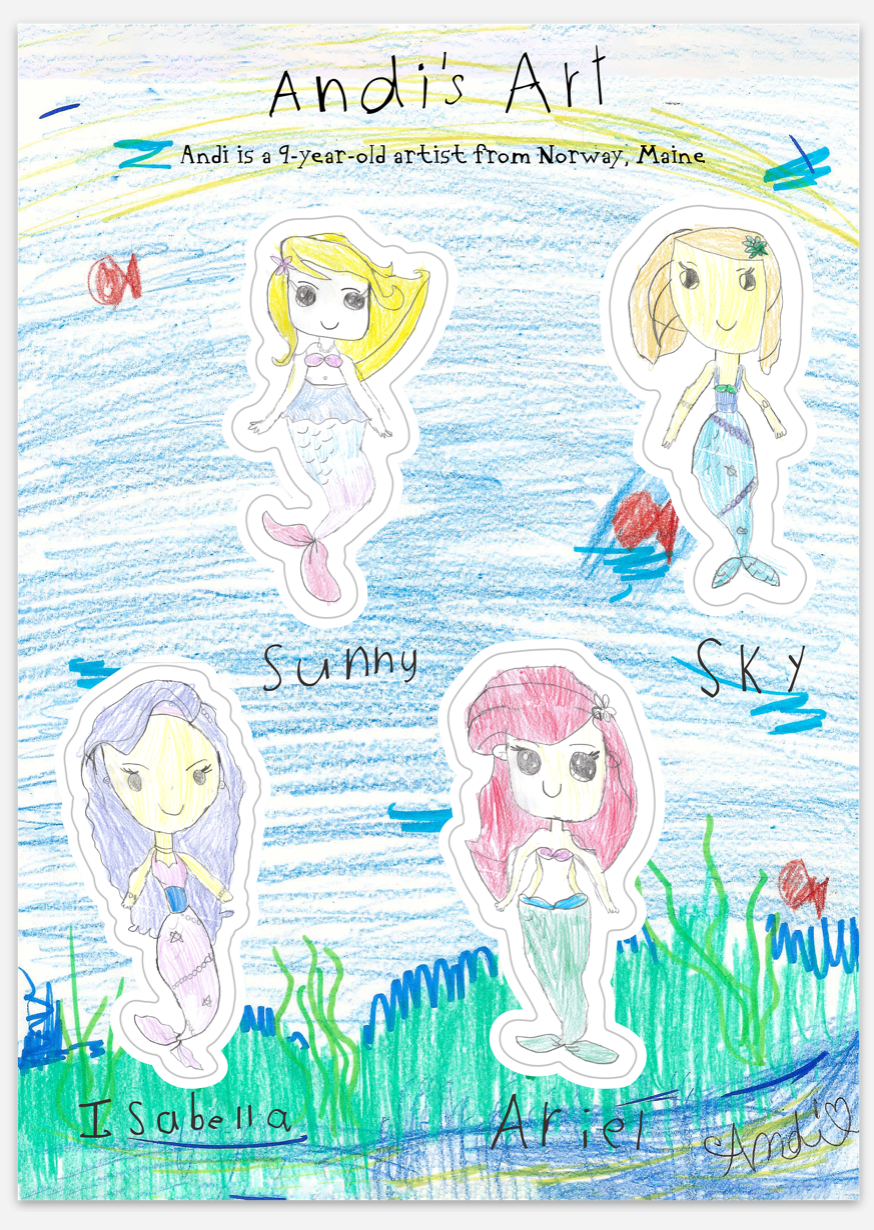 Mermaid Inspired Sticker Sheet - Andi’s Art