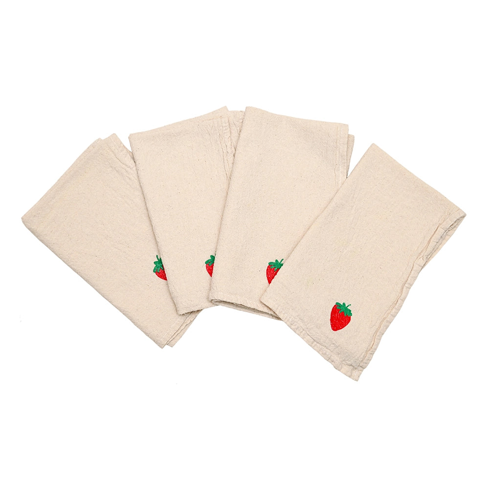 Strawberry 100% Cotton Cloth Napkins (Set of 4) - Cinder + Salt