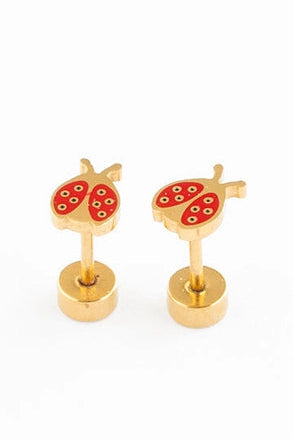 Ladybug Gold Earrings - Pip Pop Post