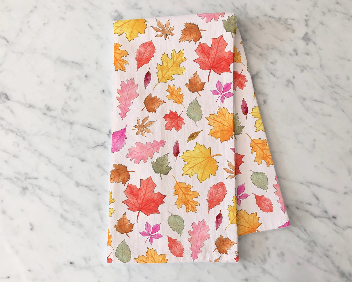 Fall Leaves Kitchen Tea Towel - KelseyMDesigns