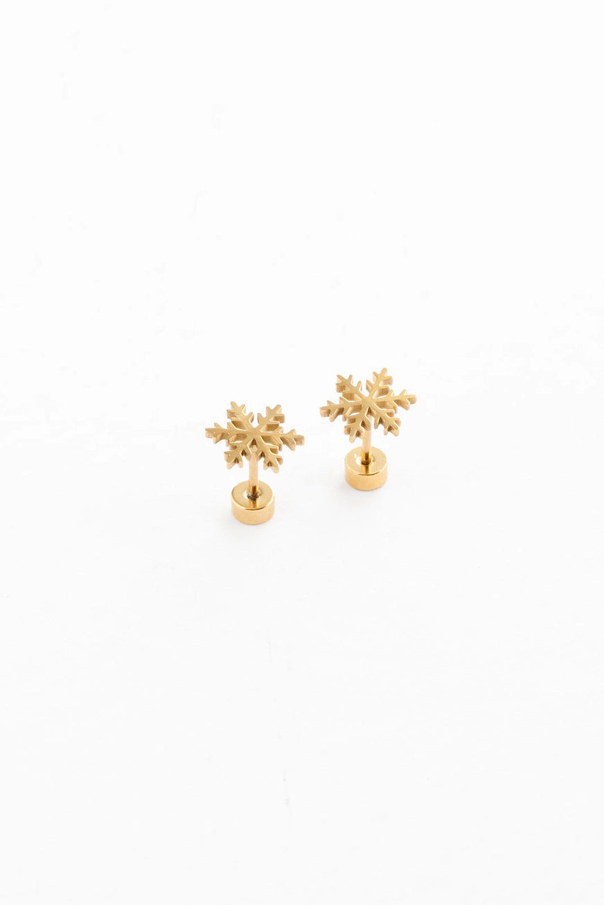 Gold Snowflake Stud Earrings - Pip Pop Post