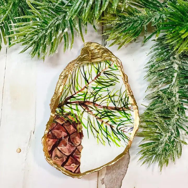 Maine Pine Bough Oyster Trinket Dish - Alison Brooke Designs | Handmade in Maine