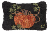 Black 8 x 12 Hand-Hooked Wool Pumpkin Pillow - Chandler 4 Corners