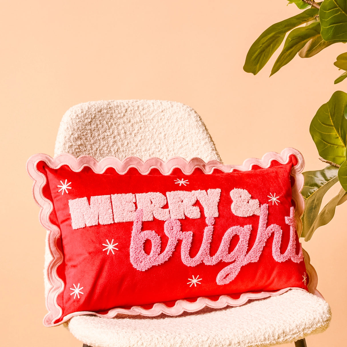 Merry & Bright Scalloped Rectangle Pillow - The Darling Effect