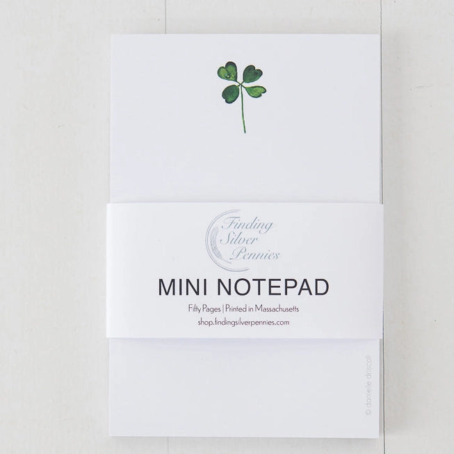 Four Leaf Clover Mini Notepad - Finding Silver Pennies