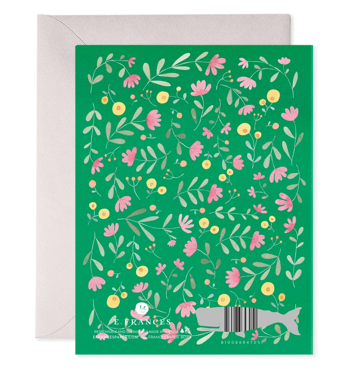 Green Floral Birthday Card - E. Frances Paper