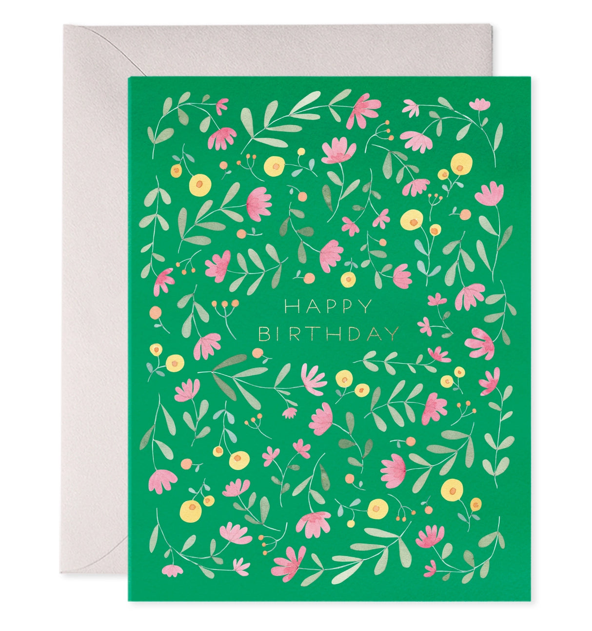 Green Floral Birthday Card - E. Frances Paper