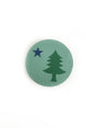 1901 Maine Flag Round Green Wood Magnet - Running Blynd - The Woods Maine