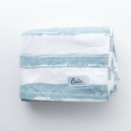 Blue Stripes Maverick Kids Beach Towel + Wet Bag - Calla & Friends