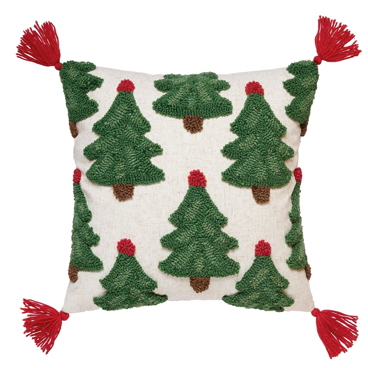 Tassle Trees Tufted Hook Pillow - Peking Handicraft