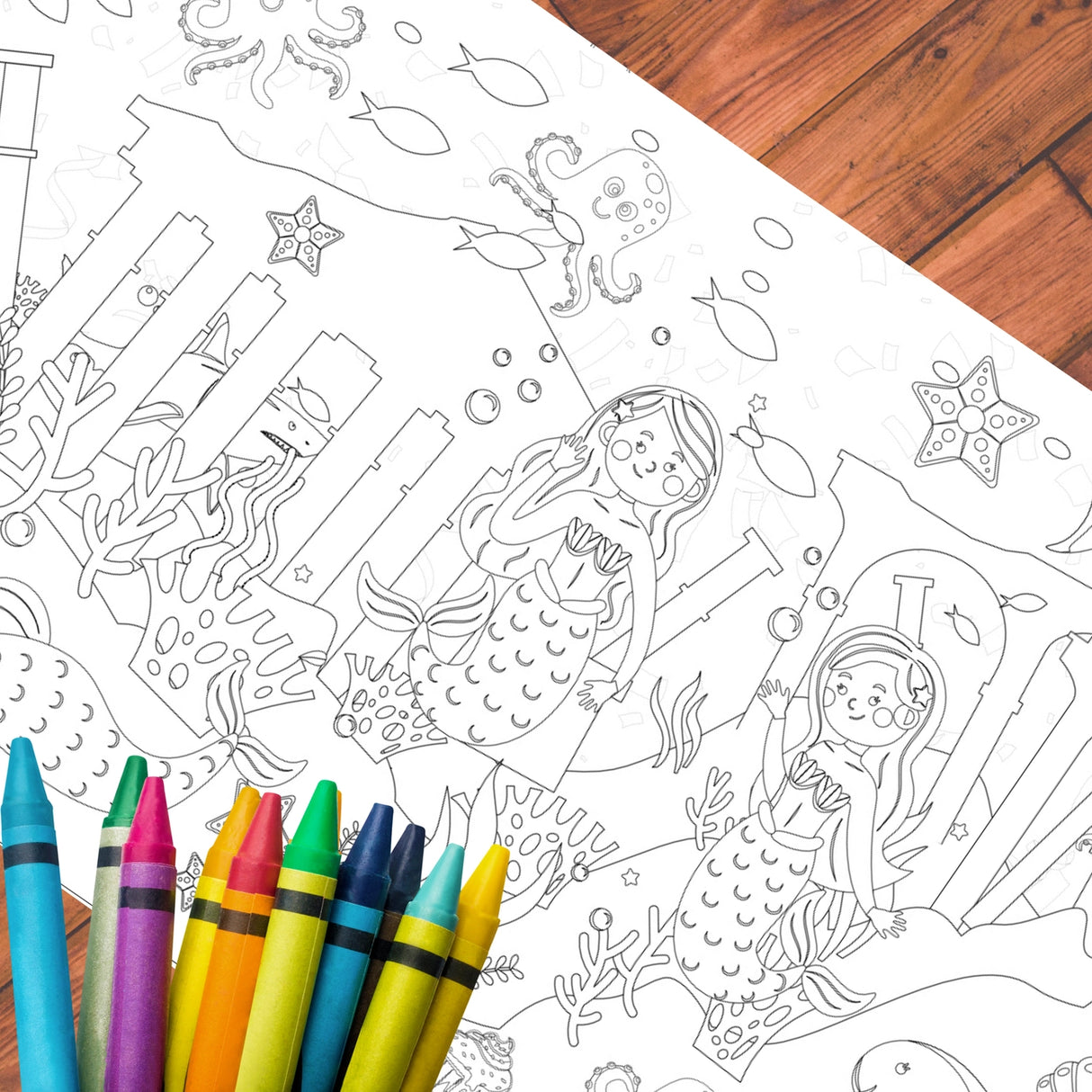 Mermaid Coloring Tablecloth - Creative Crayons Workshop