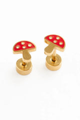Mushroom Stud Gold Earrings - Pip Pop Post