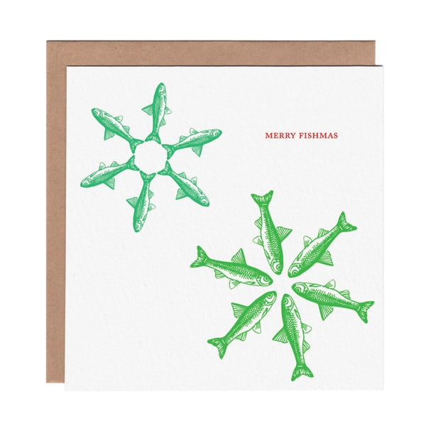 Fishmas Snowflake Holiday Greeting Card - Ampersand M Studio