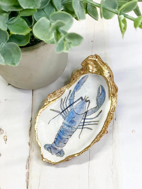 Blue Lobster Oyster Trinket Dish - Alison Brooke Designs | Handmade in Maine