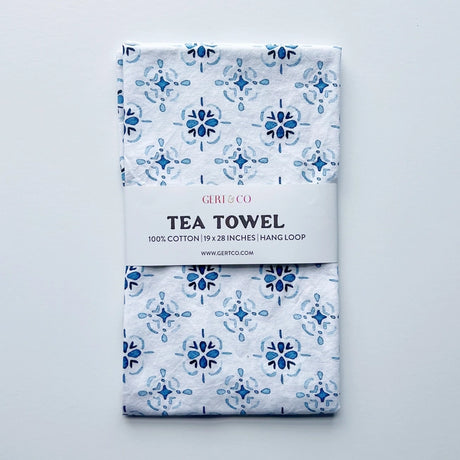 Blue & White Medallion Kitchen Tea Towel - Gert & Co