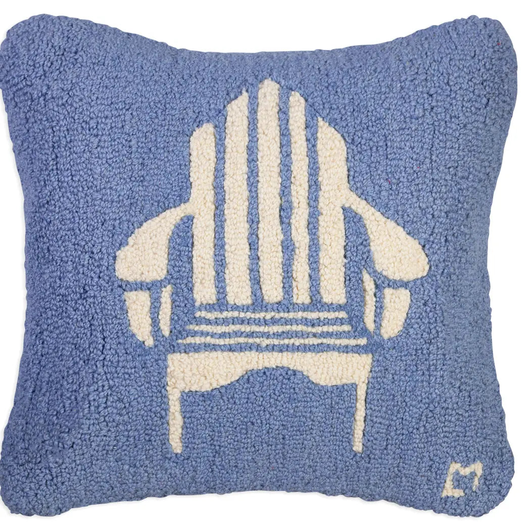 Blue Adirondack Chair 18 x 18 Hand-Hooked Wool Pillow - Chandler 4 Corners